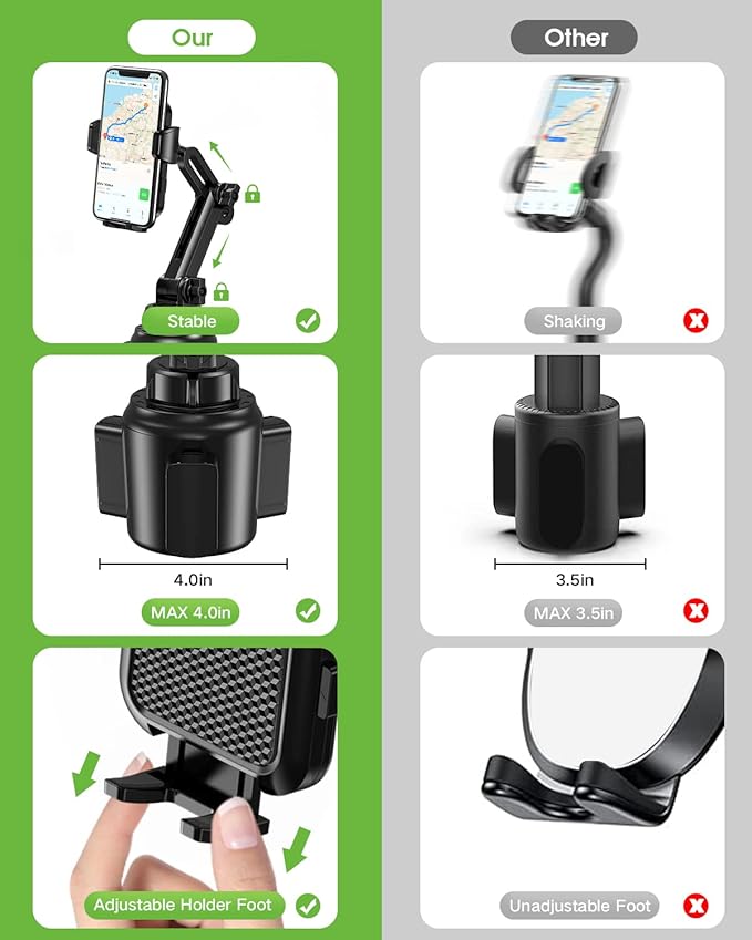 2025 Upgraded Cup Phone Holder for Car, Universal No Shaking Cup Holder Phone - Image 3