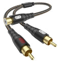 EMK RCA Splitter 2 Male to Female Extension Cable Dual Shielding Gold Plated by EMK