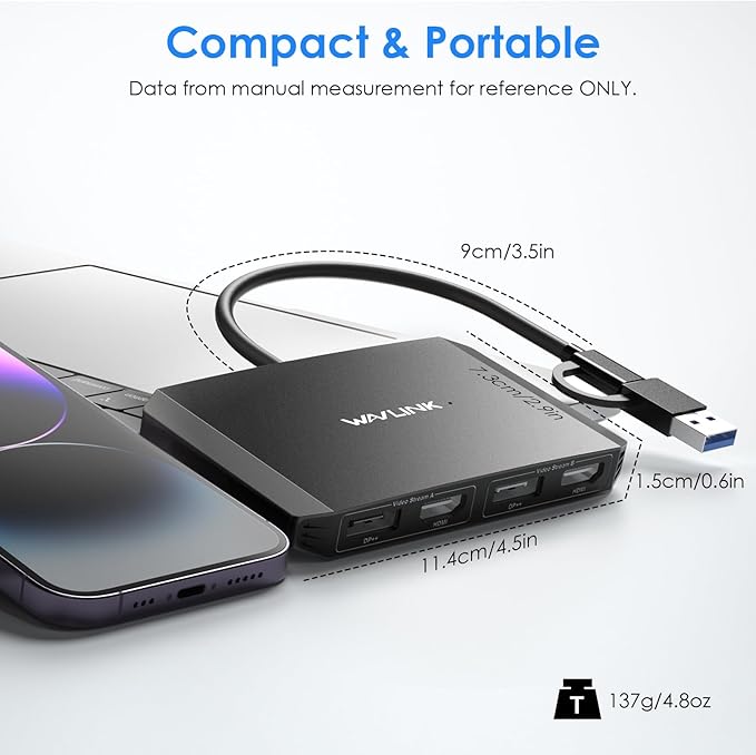 WAVLINK USB C and USB 3.0 to Dual 4K DisplayPort/HDMI Adapter, Displaylink - Image 8