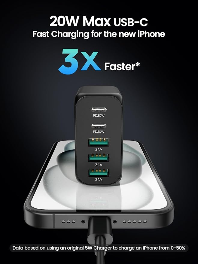 USB C Charger Block, Type C Charger Fast Charging, Total 50W 5-Port USB Wall - Image 2