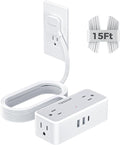 Flat Extension Cord 15 FT, TESSAN Surge Protector Power Strip by TESSAN