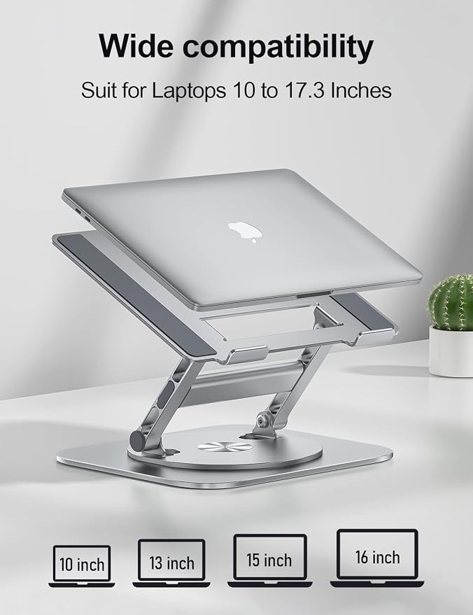 Laptop Stand for Desk, 360 Rotating Base Aluminum Computer Stand Ergonomic - Image 6