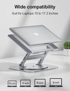 Laptop Stand for Desk, 360 Rotating Base Aluminum Computer Stand Ergonomic - Image 6