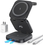 5-in-1 Wireless Charger for MagSafe, AC ISLAND Portable Travel Charging Station by ACISLANDDirect