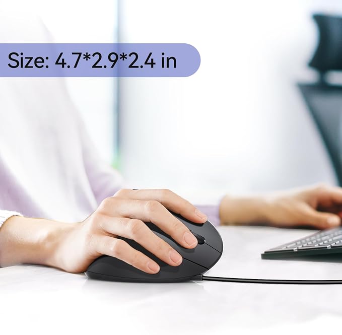 TECKNET Wired Mouse, 6400 DPI Ergonomic Mouse 6 Buttons Silent Mouse 4 - Image 5