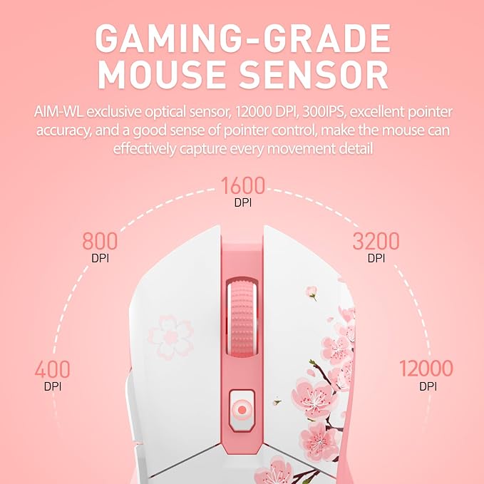DAREU Sakura Pink Wireless Gaming Mouse - Image 8