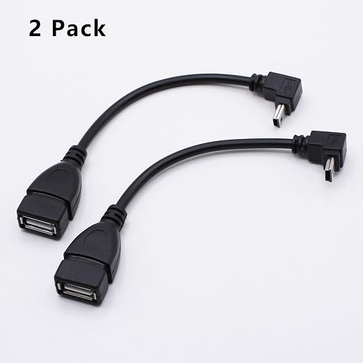 90 Degree Mini USB to USB A OTG Adapter Cable 5.5in Down Angle Mini USB 5-Pin - Image 3