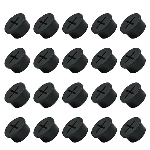 20Pcs Desk Grommet, 3/4" Black Silicone Cord Hole Cover, Flexible Rubber Wire by EASYEAH