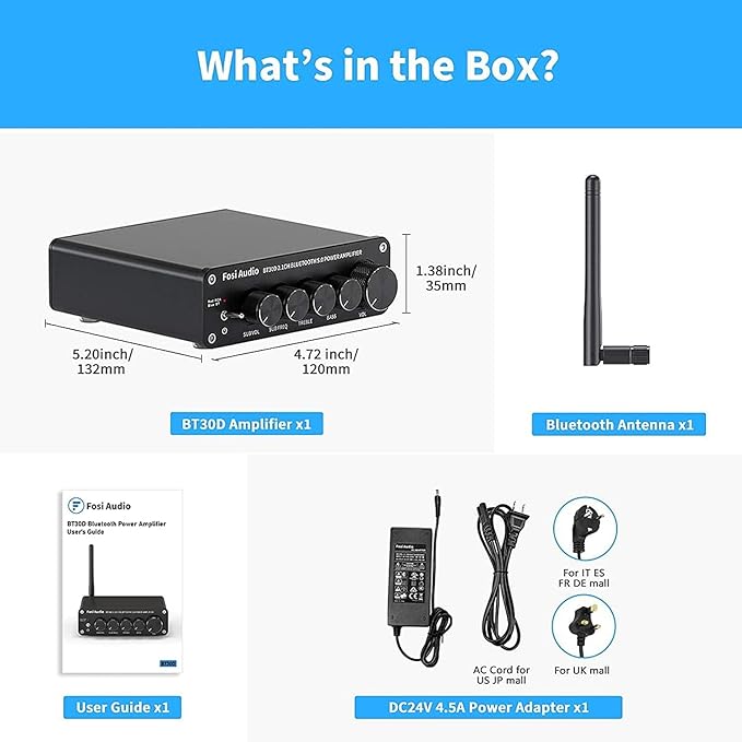 Fosi Audio BT30D Bluetooth 5.0 Stereo Audio Receiver Amplifier 2.1 Channel Mini - Image 6