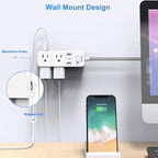 Power Strip Surge Protector, 5Ft Flat Plug Extension Cord - Image 5