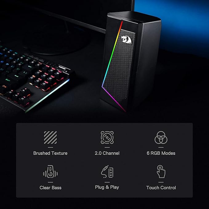 Redragon GS520 RGB Desktop Speakers, 2.0 Channel PC Computer Stereo Speaker - Image 3