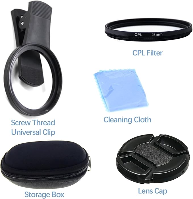 52MM Circular Polarizer Filter for Phone, Clip-on CPL Phone Camera Lens Filter - Image 6