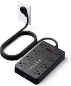 Power Strip Surge Protector, HUNIAN Flat Plug 10 Ft Long Extension Cord by HUNIAN