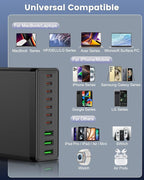 USB C Charger Block, 780W 10 Port Charging Station USB Charger Block Double - Image 5