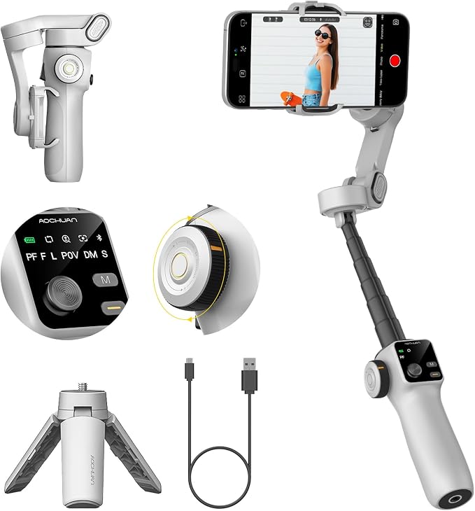 Gimbal Stabilizer for iPhone & Android, 3-Axis Phone Gimbal by AOCHUAN