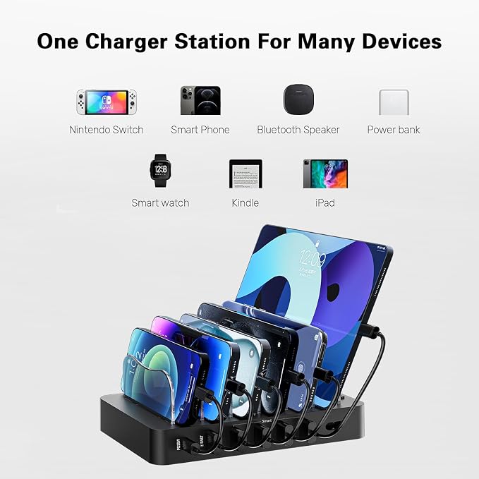 Charging Station for Multiple Devices: 68W 6 Port 20W Fast Phone Charger Dock - Image 7