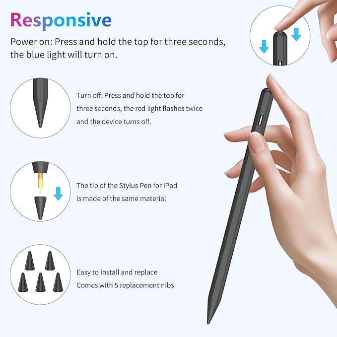 Stylus Pen for iPad 10th 9th 8th 7th 6th Generation, 15Mins Fast Charge for - Image 3