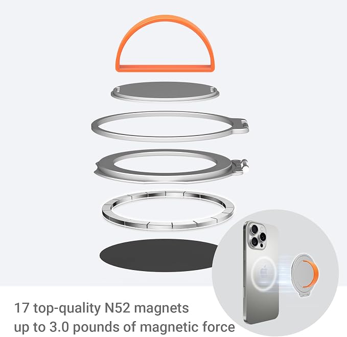 Grat 3 Upgraded Magnetic Phone Grip Stand, 360° Rotatable Silicone Strap Phone - Image 5