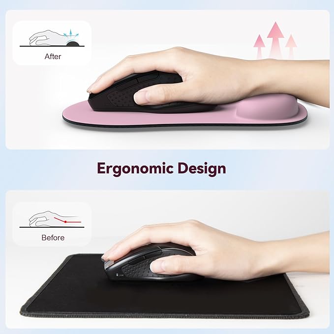 TECKNET 2 Pack Mouse Pad with Wrist Support, Ergonomic Gaming Mouse Pad Pain - Image 2