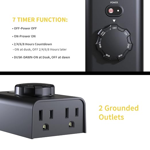 Minoston Outdoor Timer for Lights 2 Pack, Dusk Dawn Outdoor Timer Outlet 2 - Image 2