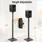 ELIVED Universal Speaker Stands Pair Height Adjustable Max 43.3", Surround - Image 4