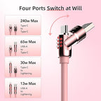 MFish 4-in-1 USB C Charging Cable, 6.6Ft Type C to Type C Cable, 240W Fast - Image 6