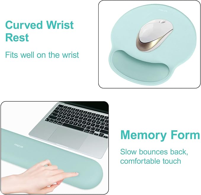 MOSISO Wrist Rest Support for Mouse Pad&Keyboard Set, Circle Curved Ergonomic - Image 4