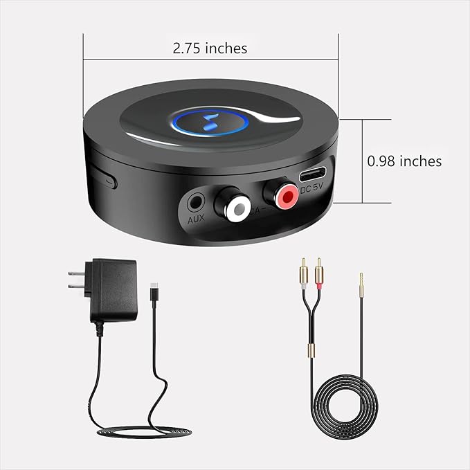 Bluetooth 5.2 Receiver for Home Stereo, RCA & 3.5mm AUX Out Put, Wireless Audio - Image 6