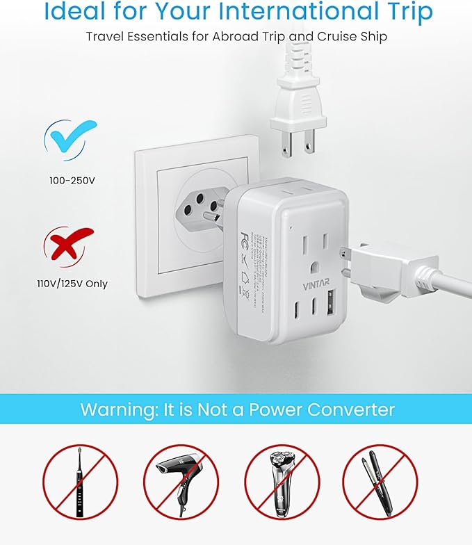 2 Pack Brazil Power Adapter, VINTAR Foldable Type N Plug Adapter - Image 6