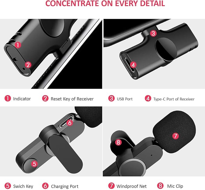 Wireless Clip Mic, Wireless Lavalier Microphones, Lapel Clip-on Microphone - Image 9