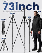 73" Camera Tripod and Monopod, Professional Aluminum Tripod Stand - Image 3