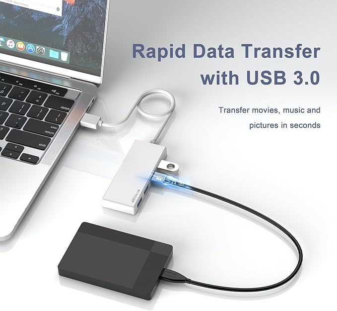 USB 3.0 Hub, Portable Slim USB Hub Adapter, 0.8 ft Multiple USB Splitter - Image 3