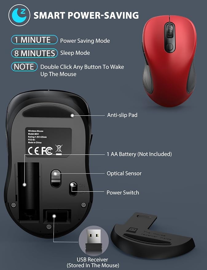Trueque Wireless Mouse for Laptop, 2.4GHz Ergonomic Computer Mouse - Image 6