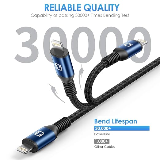 iPhone Charger Cable 3Pack 6FT USB-A to Lightning Cable Nylon Braided Fast - Image 4