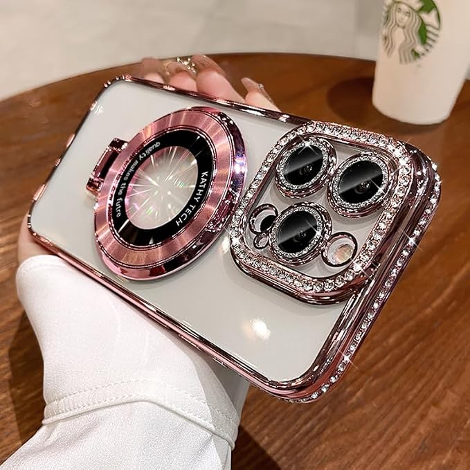 Magnetic Kickstand Case for iPhone 15 14 13 16 Pro Max Sparkling Diamond Cover - Image 3