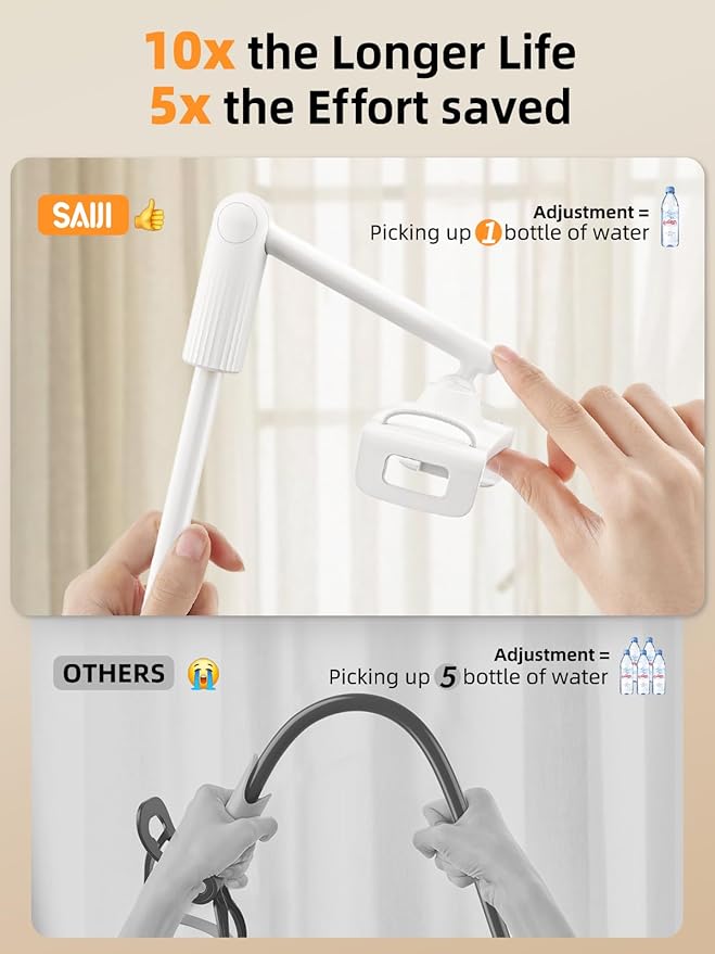 SAIJI Gooseneck Tablet Holder for Bed, One-Hand Adjustable, Upgraded Base - Image 3