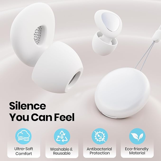 Ear Plugs for Sleeping Noise Cancelling, 45dB Reusable Silicone Ear Plugs for - Image 3