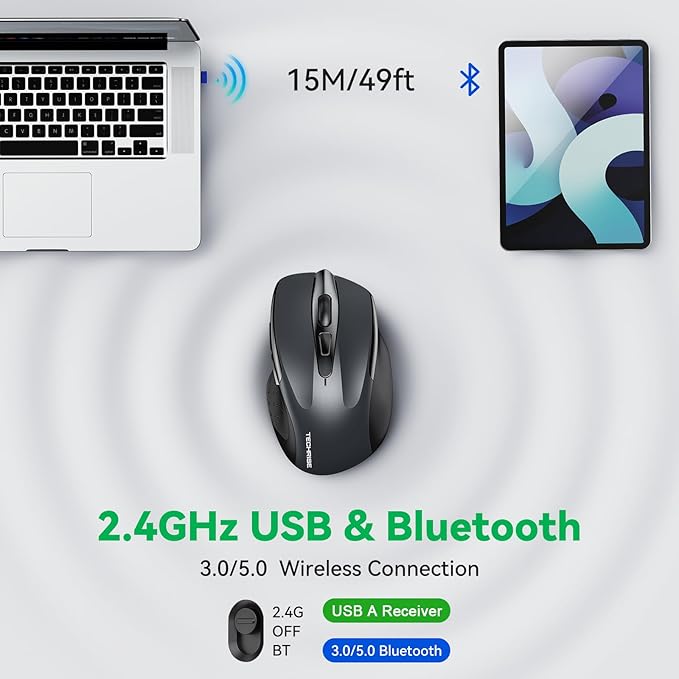 Bluetooth Mouse Rechargeable Wireless Mouse, 4800 DPI Optical Tracking - Image 2