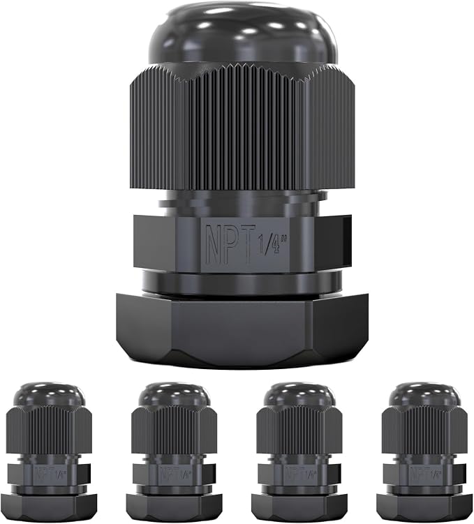 MGI SpeedWare 1/4" NPT Strain Relief Nylon Cord Grip Cable Glands by MGISpeedWare