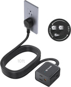 TROND 360° Rotating Flat Plug Extension Cord 10ft, Low Profile Small Power Strip by TRONDOfficial