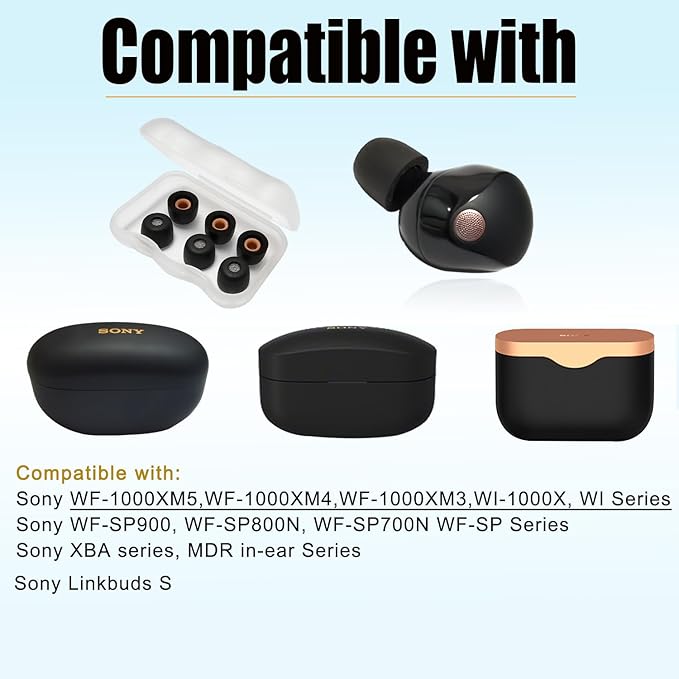 Memory Foam Earbuds Tips for Sony WF-1000XM5 Eartips for WF-1000XM5 WF-1000XM4 - Image 6