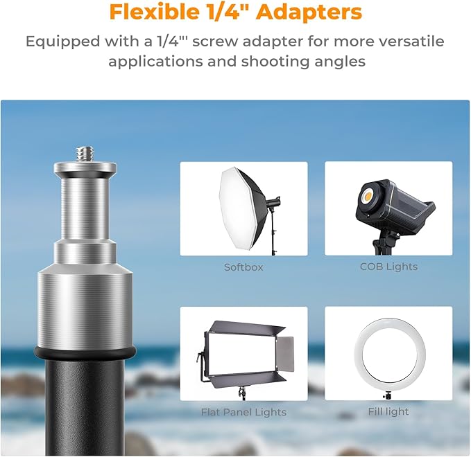 K&F Concept Light Stand for Photography, 6.5ft/2M Portable Extendable Photo - Image 2