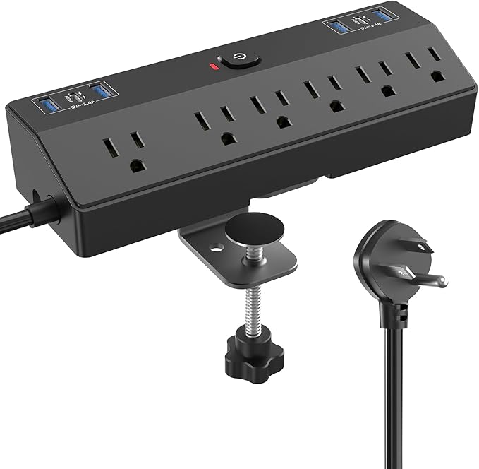 Desk Clamp Power Strip with 40W Fast Charging Station, JXGUCAT Removable Desk by JXGUCATpowerstrip
