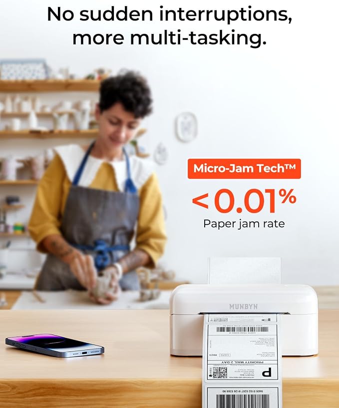 MUNBYN Bluetooth Thermal Label Printer RealWriter RW402B, 4x6 Shipping Label - Image 6