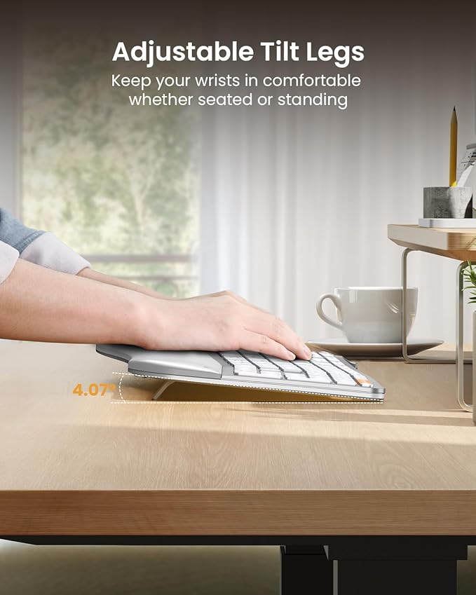 ProtoArc Backlit Bluetooth Ergonomic Keyboard, EK01 Plus Full Size Wireless - Image 7
