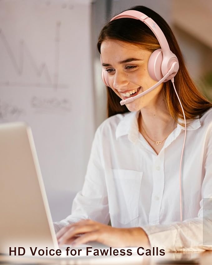 USB Headset with Microphone for PC, On-Ear Computer Laptop Headphones with - Image 6