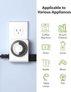 BN-LINK Timer Outlet with 2 Grounded Outlets, Mechanical Light Timers - Image 4