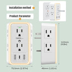 USB Wall Charger Surge Protector, Super Electro 6 Outlet Extender - Image 4