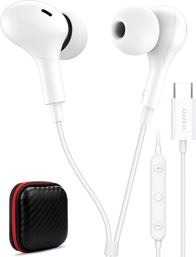 USB C Headphone for Samsung S26 S25 FE S24 A16 A17 Wired Earbuds Magnetic by AFGHOA