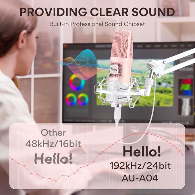 MAONO USB Microphone, 192kHz/24bit Plug & Play PC Computer Podcast Condenser - Image 2